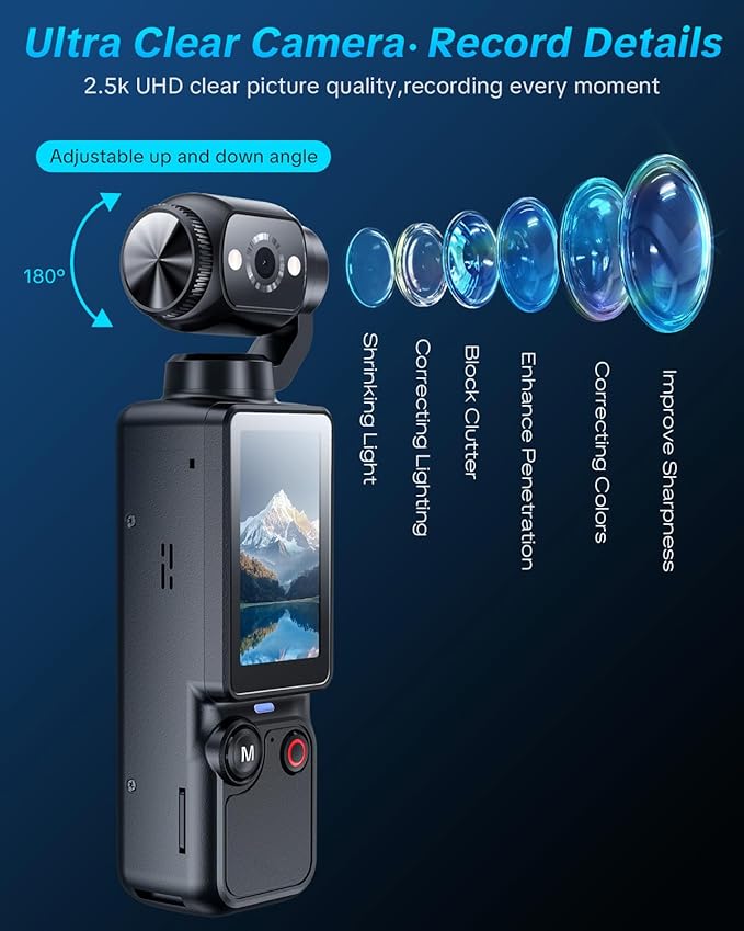 Vlogging Camera with 180° Rotating Lens