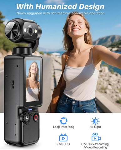 Vlogging Camera with 180° Rotating Lens