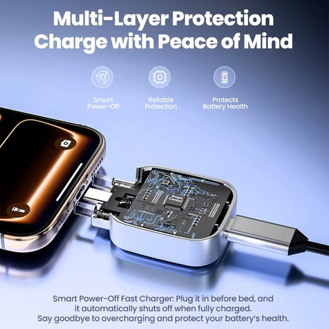 140W Smart Full Charge Self-Cut Type-C Adapter, Universal Auto Disconnect For Night Charging, Overcharge Prevention Separator